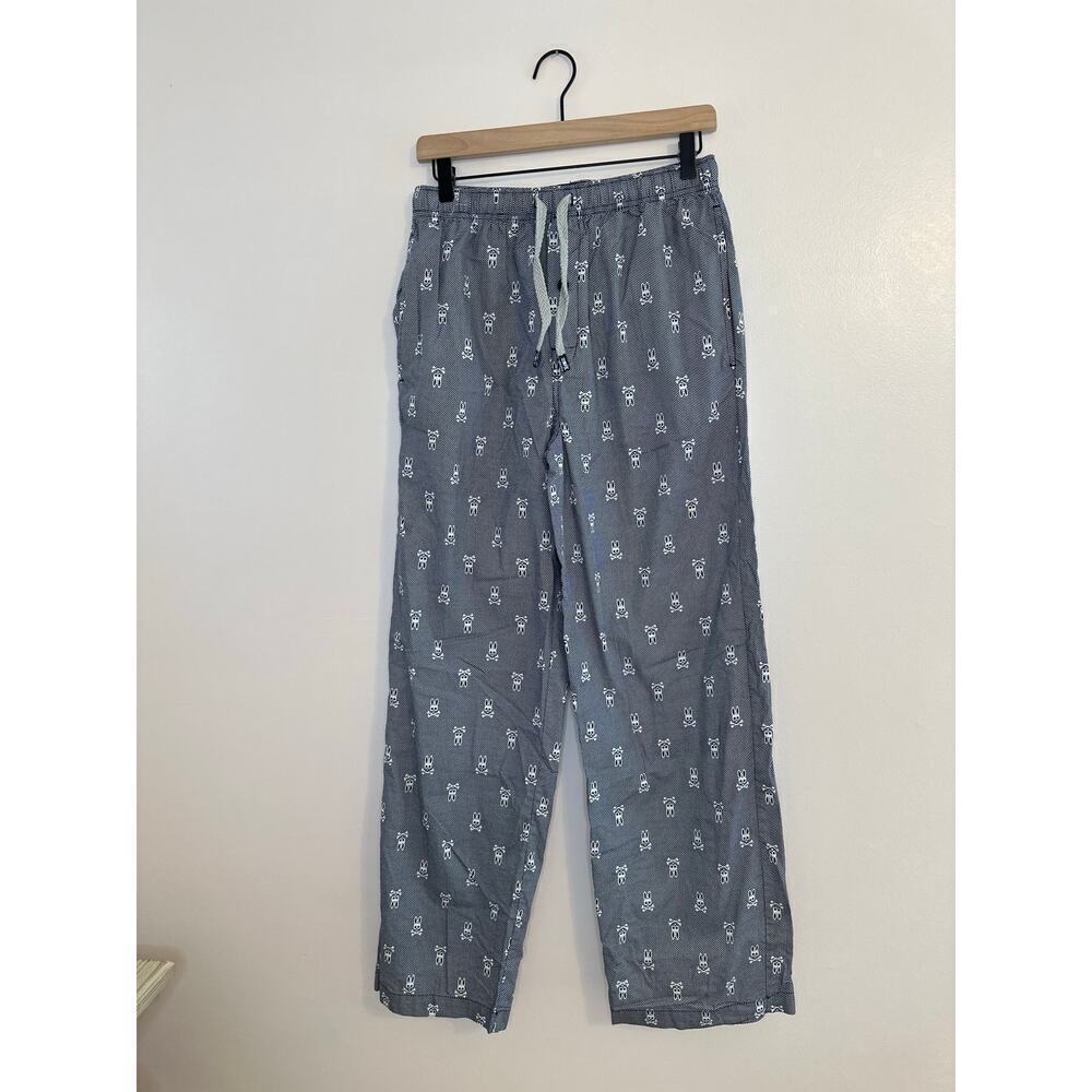 Psycho Bunny Mens Grey Skull 100% Cotton Pajama Pants Drawstring Small